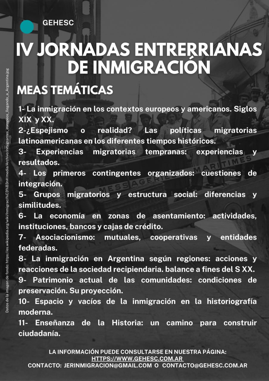 IV Jornadas Entrerrianas de Inmigración - Grupo de Estudios Históricos Económicos y Sociales de Concordia